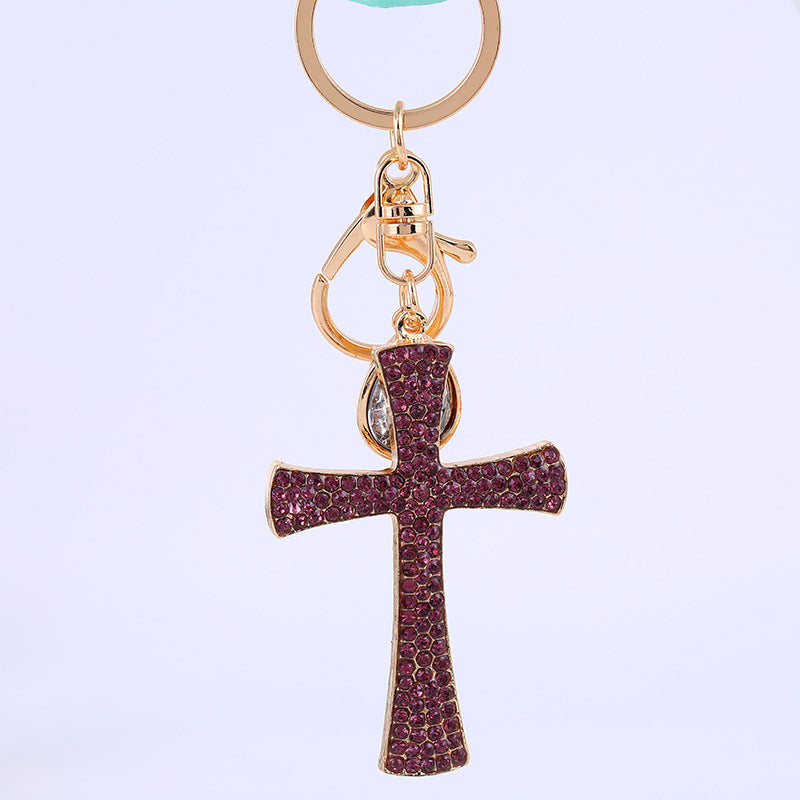 Wholesale Alloy Diamond Cross Key Chain